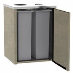 Lakeside 3420BS Rectangular Stainless Steel Liquid / Cup Refuse Station with Top Access and Beige Suede Laminate Finish - 26 1/2
