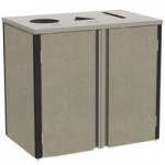 Lakeside 3420BS Rectangular Stainless Steel Liquid / Cup Refuse Station with Top Access and Beige Suede Laminate Finish - 26 1/2
