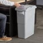 Rubbermaid® FG9W2500LGRAY Slim Jim® 16 Gallon Light Gray Rectangular Trash Can with Confidential Document Lid Rubbermaid® FG9W2500LGRAY Slim Jim® 16 Gallon Light Gray Rectangular Trash Can with Confidential Document Lid