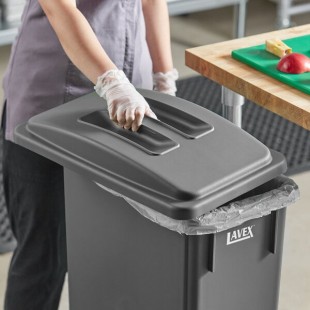 Lavex Gray Slim Rectangular Trash Can Flat Lid with Handle Lavex Gray Slim Rectangular Trash Can Flat Lid with Handle