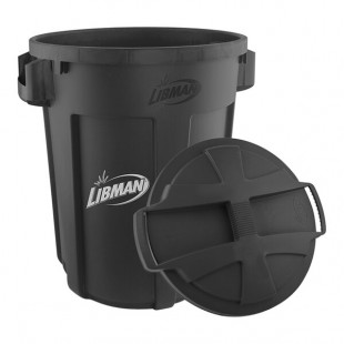 Libman 1385 32 Gallon Black Round Trash Can and Rounded Lid Libman 1385 32 Gallon Black Round Trash Can and Rounded Lid