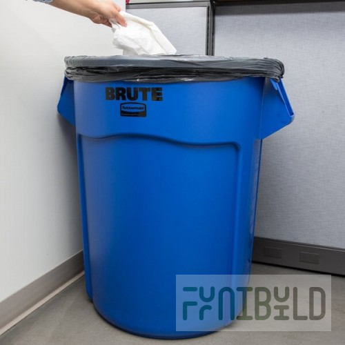 Rubbermaid® 1779732 BRUTE 55 Gallon Blue Round Trash Can