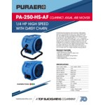 PURAERO PA-250-HS-AF-BL Blue High-Speed Compact Axial Air Mover - 1,050 CFM, 115V