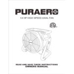 PURAERO PA-250-HS-AF-BL Blue High-Speed Compact Axial Air Mover - 1,050 CFM, 115V