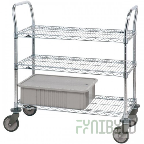 Metro 3SPN33PS Super Erecta Stainless Steel Three Shelf Heavy Duty Utility Cart with Polyurethane Casters - 18