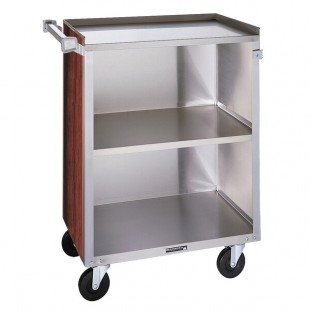 Lakeside 810RM 3 Shelf Medium Duty Stainless Steel Utility Cart with Enclosed Base and Red Maple Finish - 16 7/8 Lakeside 810RM 3 Shelf Medium Duty Stainless Steel Utility Cart with Enclosed Base and Red Maple Finish - 16 7/8