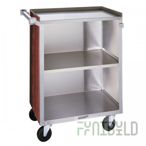 Lakeside 810RM 3 Shelf Medium Duty Stainless Steel Utility Cart with Enclosed Base and Red Maple Finish - 16 7/8