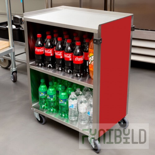 Lakeside 610RD Standard-Duty Stainless Steel Three Shelf Utility Cart with Enclosed Base and Red Finish - 16 1/2