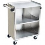 Lakeside 610RD Standard-Duty Stainless Steel Three Shelf Utility Cart with Enclosed Base and Red Finish - 16 1/2