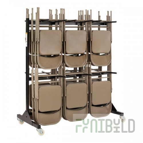 Safco 4199BL Black Two-Tier Hanging Folding Chair Cart
