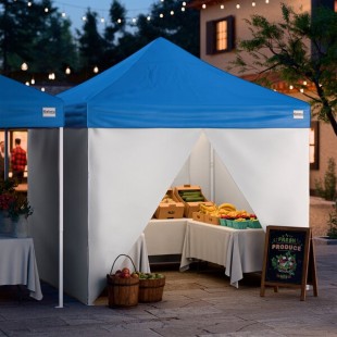 Galaxy Equipment 10' x 10' Blue Straight Leg Steel Instant Pop Up Canopy Tent Deluxe Kit with 4 Side Walls