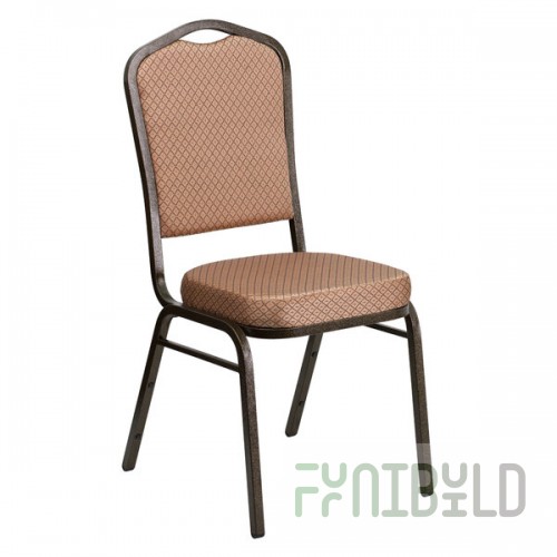 Flash Furniture FD-C01-GOLDVEIN-GO-GG Hercules Gold Diamond Fabric Crown Back Stackable Banquet Chair with Gold Vein Frame