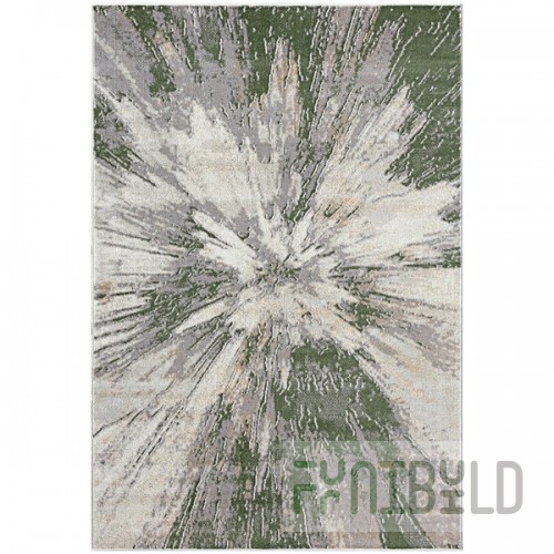 Abani Atlas Collection 4' x 6' Green / Gray Contemporary Splash Area Rug