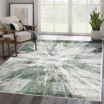 Abani Atlas Collection 4' x 6' Green / Gray Contemporary Splash Area Rug