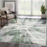 Abani Atlas Collection 4' x 6' Green / Gray Contemporary Splash Area Rug