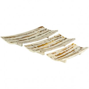 Kalalou 3-Piece Rectangular Curved Wooden Display Bowl Set Kalalou 3-Piece Rectangular Curved Wooden Display Bowl Set
