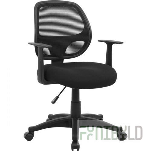 Boss Black Commercial Grade Mesh Back Task Chair with Casters and T-Arms