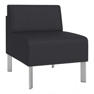 Lesro Luxe Lounge Series Patriot Plus Black Vinyl Guest Chair with Steel Legs Lesro Luxe Lounge Series Patriot Plus Black Vinyl Guest Chair with Steel Legs