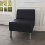Lesro Luxe Lounge Series Patriot Plus Black Vinyl Guest Chair with Steel Legs