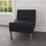 Lesro Luxe Lounge Series Patriot Plus Black Vinyl Guest Chair with Steel Legs