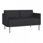 Lesro Luxe Lounge Series Patriot Plus Black Vinyl Guest Chair with Steel Legs