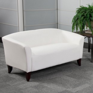 Flash Furniture 111-2-WH-GG Hercules Imperial White Leather Loveseat with Wooden Feet Flash Furniture 111-2-WH-GG Hercules Imperial White Leather Loveseat with Wooden Feet