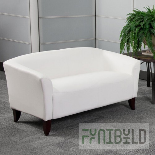Flash Furniture 111-2-WH-GG Hercules Imperial White Leather Loveseat with Wooden Feet