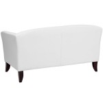 Flash Furniture 111-2-WH-GG Hercules Imperial White Leather Loveseat with Wooden Feet