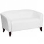 Flash Furniture 111-2-WH-GG Hercules Imperial White Leather Loveseat with Wooden Feet