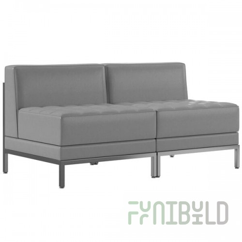 Flash Furniture ZB-IMAG-MIDCH-2-GY-GG Hercules Gray LeatherSoft 2-Piece Lounge Bench