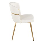 LumiSource Cinch White Faux Leather High-Back Side Chair with Gold Metal Frame - 2/Case