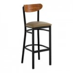 Lancaster Table & Seating Boomerang Black Finish Chair with Taupe Vinyl Seat and Vintage Wood Back Lancaster Table & Seating Boomerang Black Finish Chair with Taupe Vinyl Seat and Vintage Wood Back