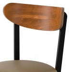 Lancaster Table & Seating Boomerang Black Finish Chair with Taupe Vinyl Seat and Vintage Wood Back Lancaster Table & Seating Boomerang Black Finish Chair with Taupe Vinyl Seat and Vintage Wood Back