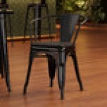 Lancaster Table & Seating Alloy Onyx Black Indoor Arm Chair with Black Wood Seat Lancaster Table & Seating Alloy Onyx Black Indoor Arm Chair with Black Wood Seat