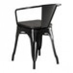 Lancaster Table & Seating Alloy Onyx Black Indoor Arm Chair with Black Wood Seat Lancaster Table & Seating Alloy Onyx Black Indoor Arm Chair with Black Wood Seat