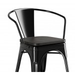 Lancaster Table & Seating Alloy Onyx Black Indoor Arm Chair with Black Wood Seat Lancaster Table & Seating Alloy Onyx Black Indoor Arm Chair with Black Wood Seat