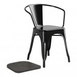 Lancaster Table & Seating Alloy Onyx Black Indoor Arm Chair with Black Wood Seat Lancaster Table & Seating Alloy Onyx Black Indoor Arm Chair with Black Wood Seat