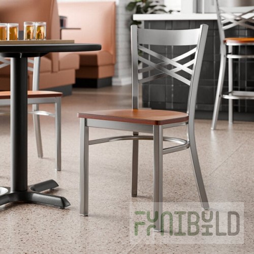 Lancaster Table & Seating Clear Coat Finish Cross Back Chair with Antique Walnut Wood Seat - Detached Seat