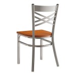Lancaster Table & Seating Clear Coat Finish Cross Back Chair with Antique Walnut Wood Seat - Detached Seat