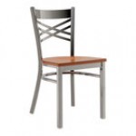 Lancaster Table & Seating Clear Coat Finish Cross Back Chair with Antique Walnut Wood Seat - Detached Seat
