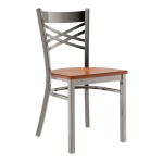 Lancaster Table & Seating Clear Coat Finish Cross Back Chair with Antique Walnut Wood Seat - Detached Seat