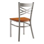 Lancaster Table & Seating Clear Coat Finish Cross Back Chair with Antique Walnut Wood Seat - Detached Seat