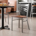 Lancaster Table & Seating Clear Coat Finish Cross Back Chair with Antique Walnut Wood Seat - Detached Seat