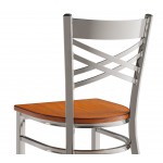 Lancaster Table & Seating Clear Coat Finish Cross Back Chair with Antique Walnut Wood Seat - Detached Seat