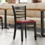 Lancaster Table & Seating Black Finish Wood Ladder Back Chair with Burgundy Vinyl Seat - Assembled