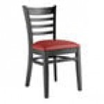 Lancaster Table & Seating Black Finish Wood Ladder Back Chair with Burgundy Vinyl Seat - Assembled