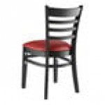 Lancaster Table & Seating Black Finish Wood Ladder Back Chair with Burgundy Vinyl Seat - Assembled