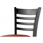 Lancaster Table & Seating Black Finish Wood Ladder Back Chair with Burgundy Vinyl Seat - Assembled
