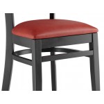 Lancaster Table & Seating Black Finish Wood Ladder Back Chair with Burgundy Vinyl Seat - Assembled