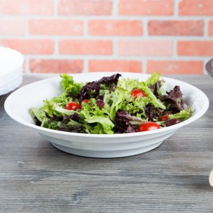 Fineline ReForm 80 oz. White Wide Microwavable Plastic Catering Bowl - 25/Case